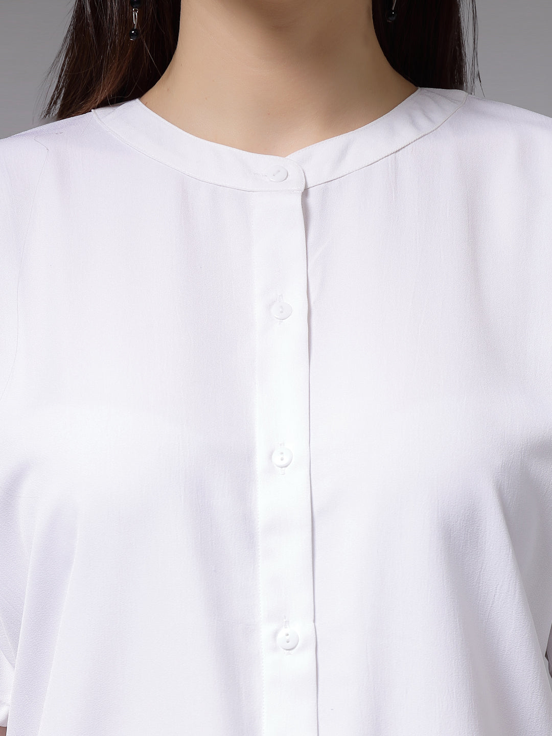 Style Quotient Women White Relaxed Fit Classic Smart Short Sleeved Shirt