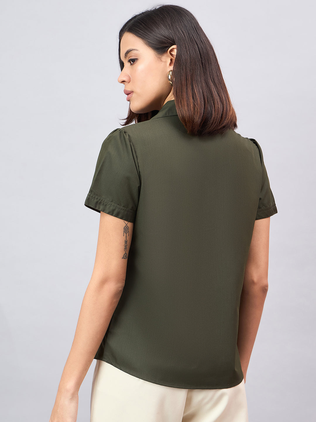 Style Quotient Women Short Sleeves front button and collar Shirt