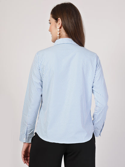 Style Quotient Women Blue White stripe shirt