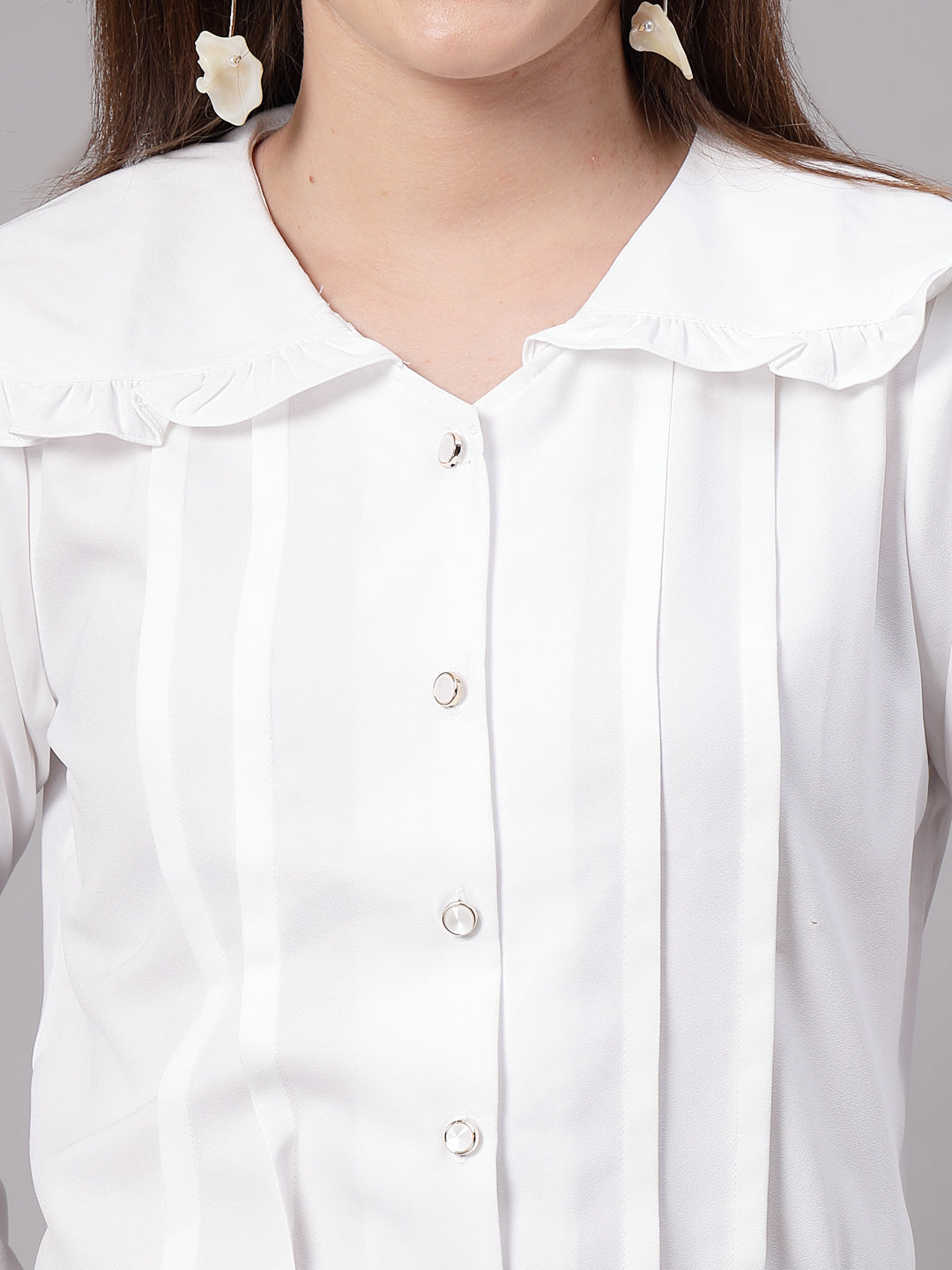 Style Quotient Women Solid White Regular Fit Polymoss Formal Shirt