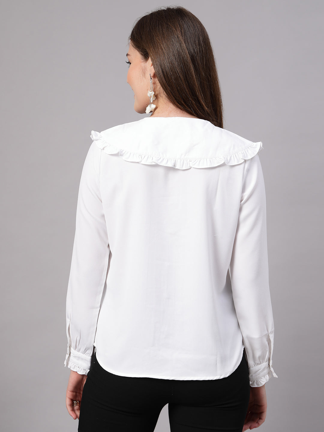 Style Quotient Women Solid White Regular Fit Polymoss Formal Shirt