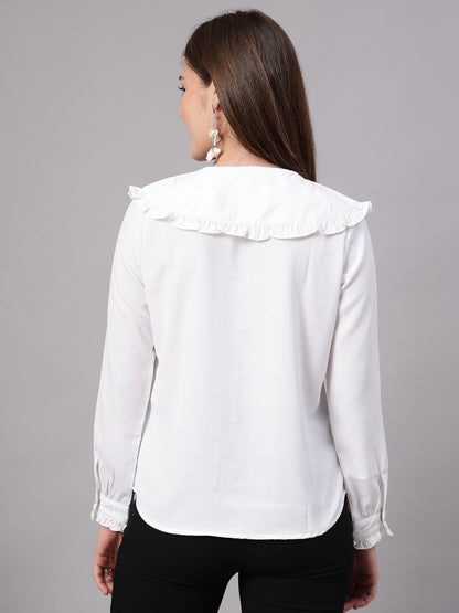 Style Quotient Women Solid White Regular Fit Polymoss Formal Shirt
