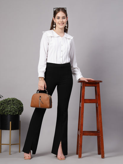 Style Quotient Women Solid White Regular Fit Polymoss Formal Shirt