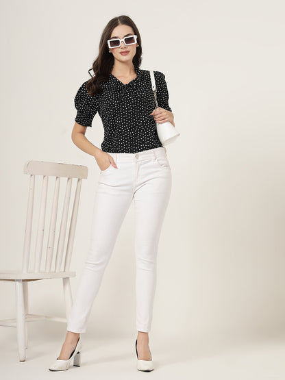 Style Quotient Women black and white front tie-up Top