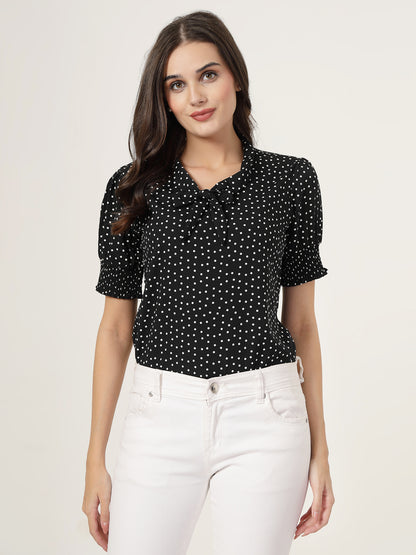 Style Quotient Women black and white front tie-up Top