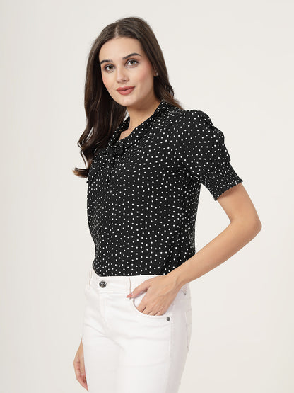 Style Quotient Women black and white front tie-up Top