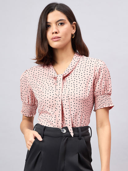 Style Quotient Women Nude and black polka print Top