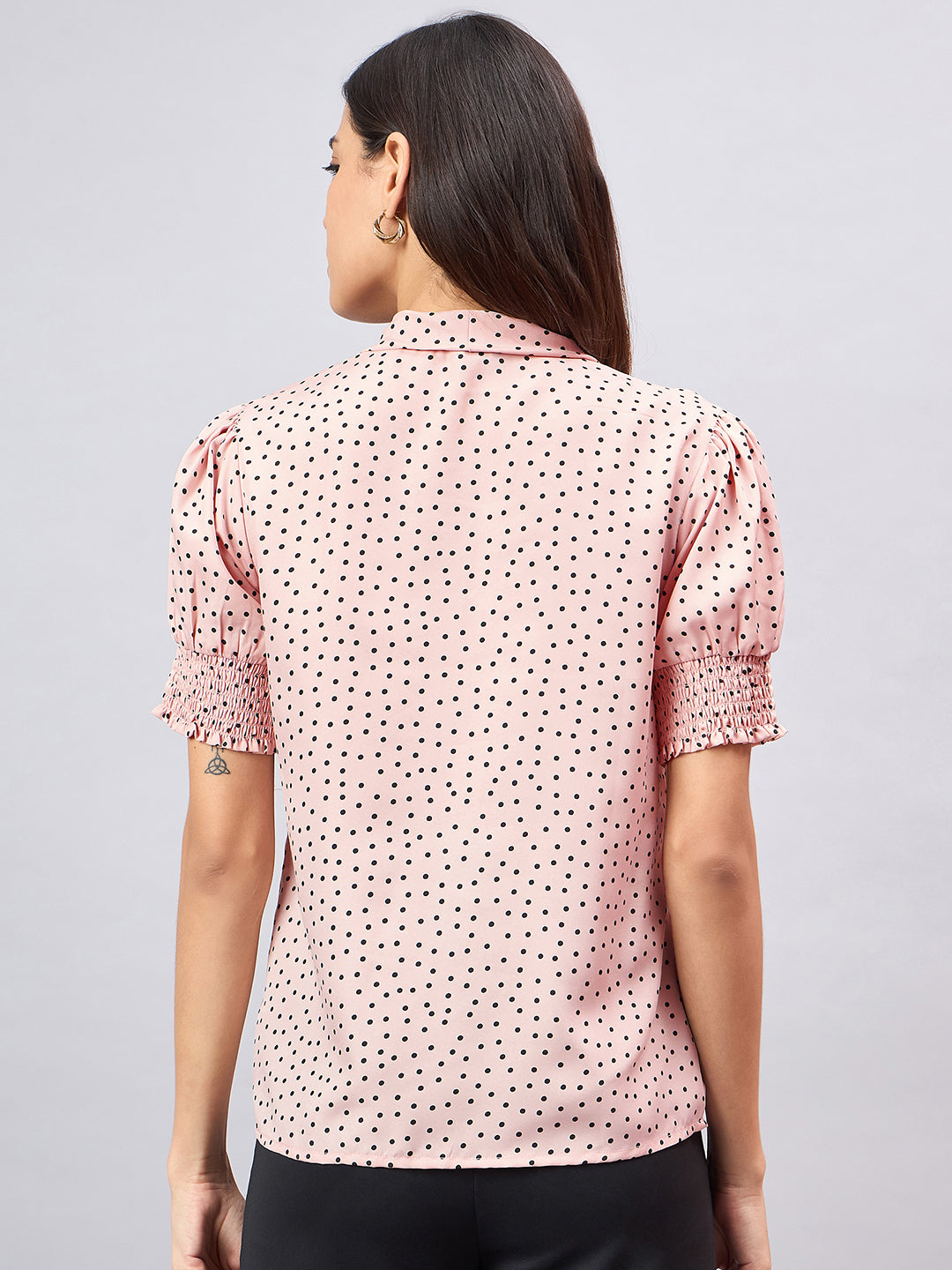 Style Quotient Women Nude and black polka print Top