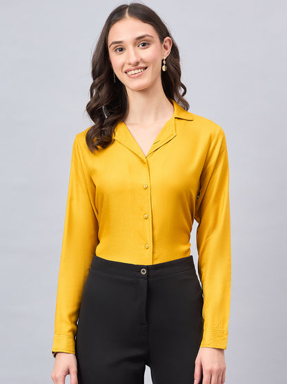 Style Quotient Women Musturd Solid Formal Shirt