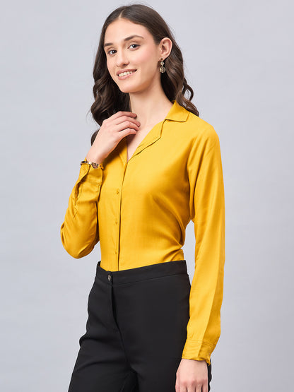 Style Quotient Women Musturd Solid Formal Shirt