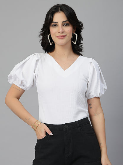 Style Quotient Women White Knit Top