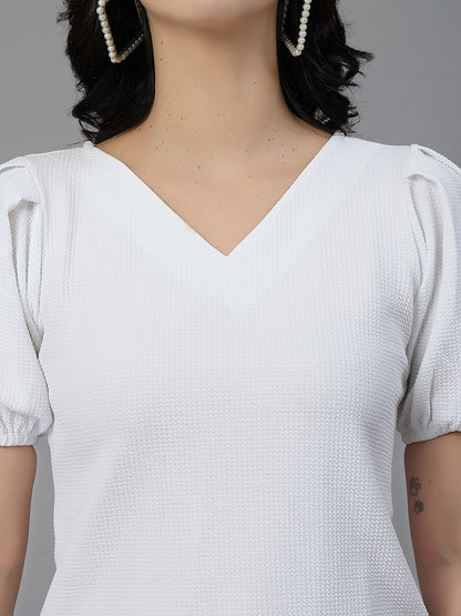 Style Quotient Women White Knit Top