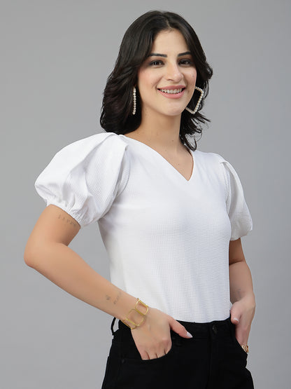 Style Quotient Women White Knit Top