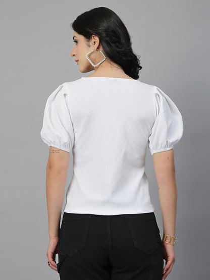 Style Quotient Women White Knit Top