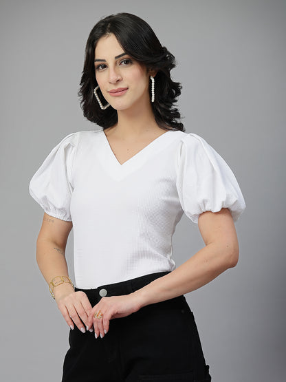 Style Quotient Women White Knit Top