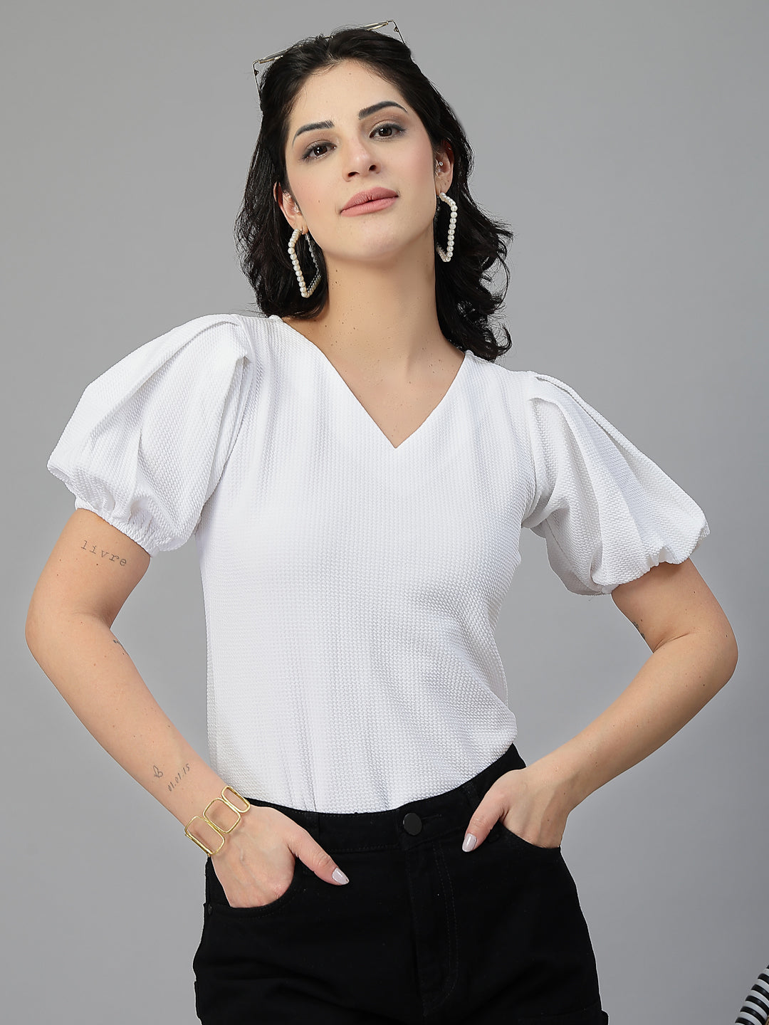 Style Quotient Women White Knit Top