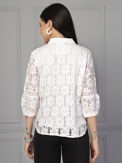 Style Quotient Women White Lace Shirt