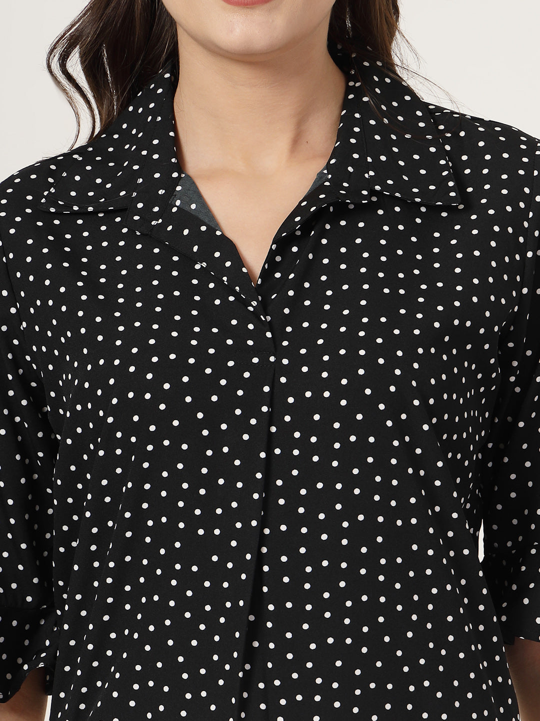 Style Quotient Women black and white Polka Dot Shirt style Top