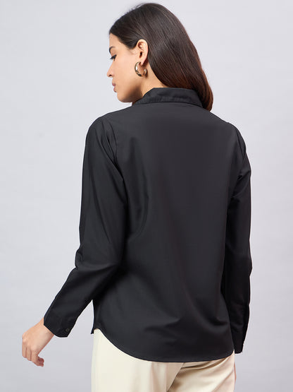 Style Quotient Women Black Solid Formal Shirt