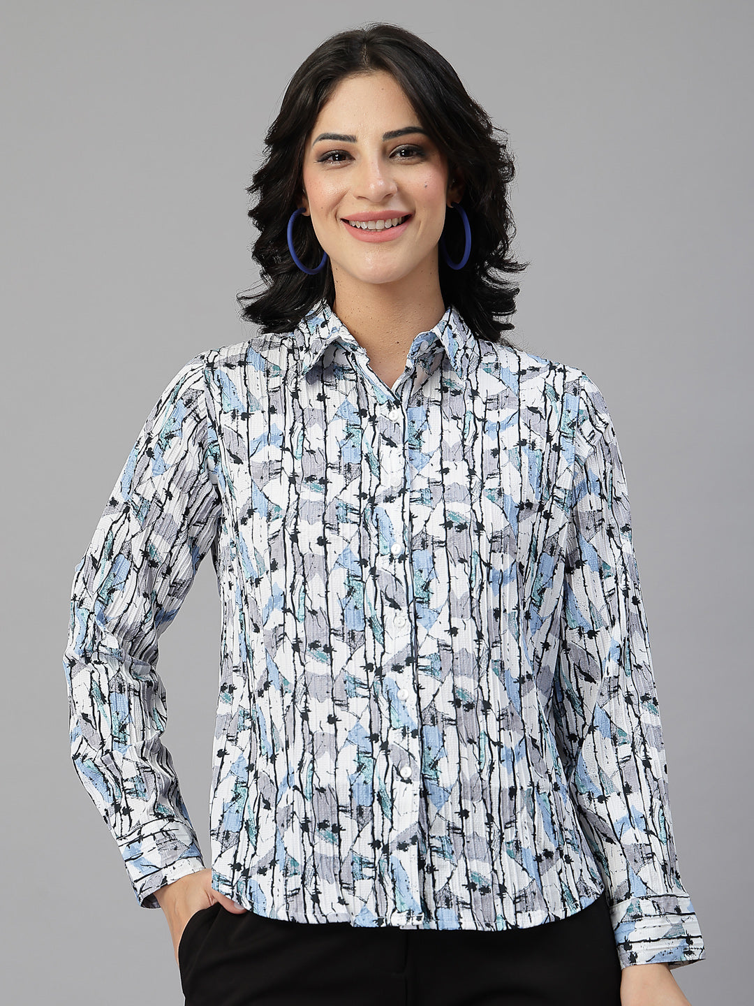 Style Quotient Women white stripes printed shirt