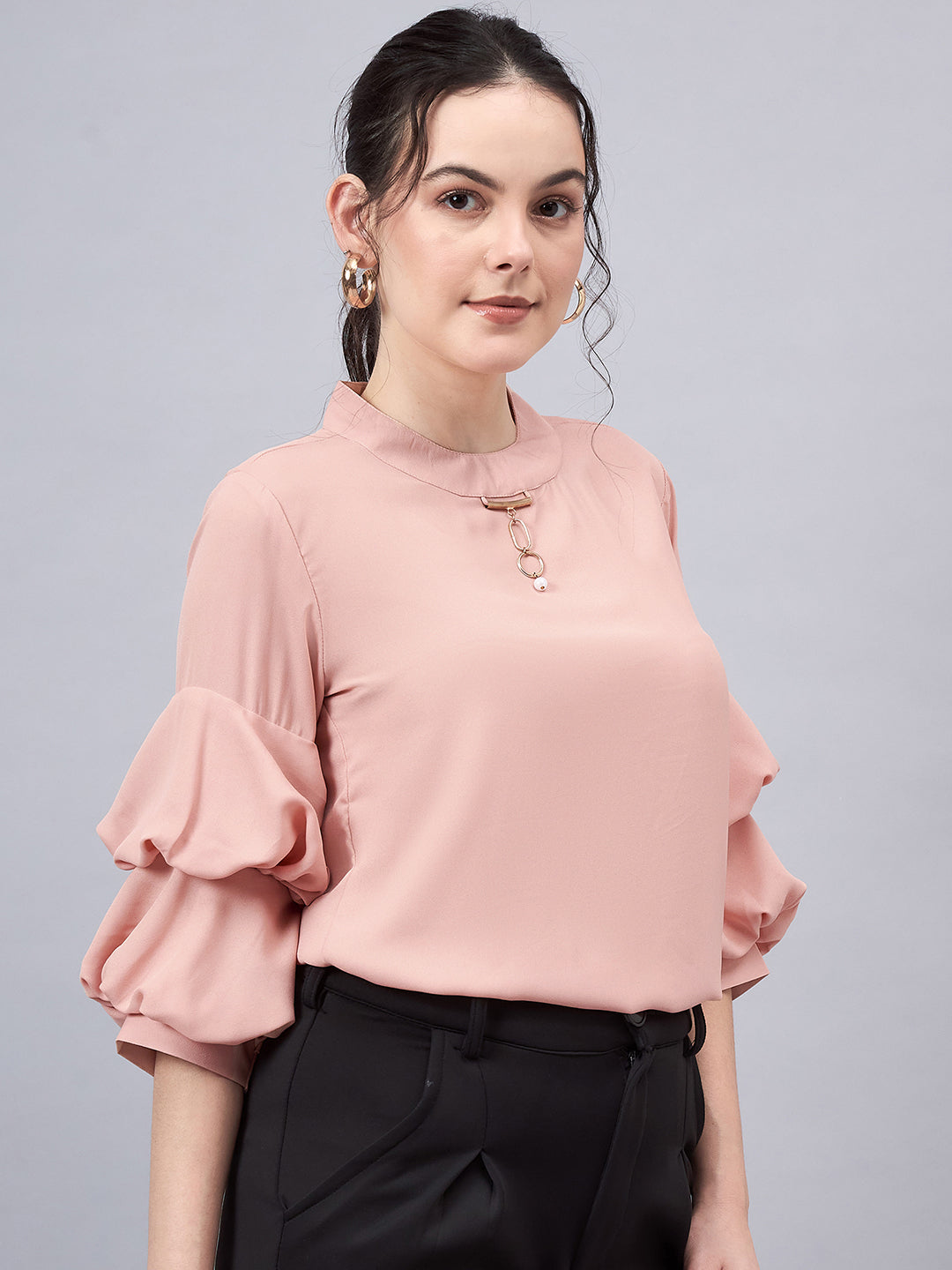 Style Quotient Women Peach-Coloured Solid Top