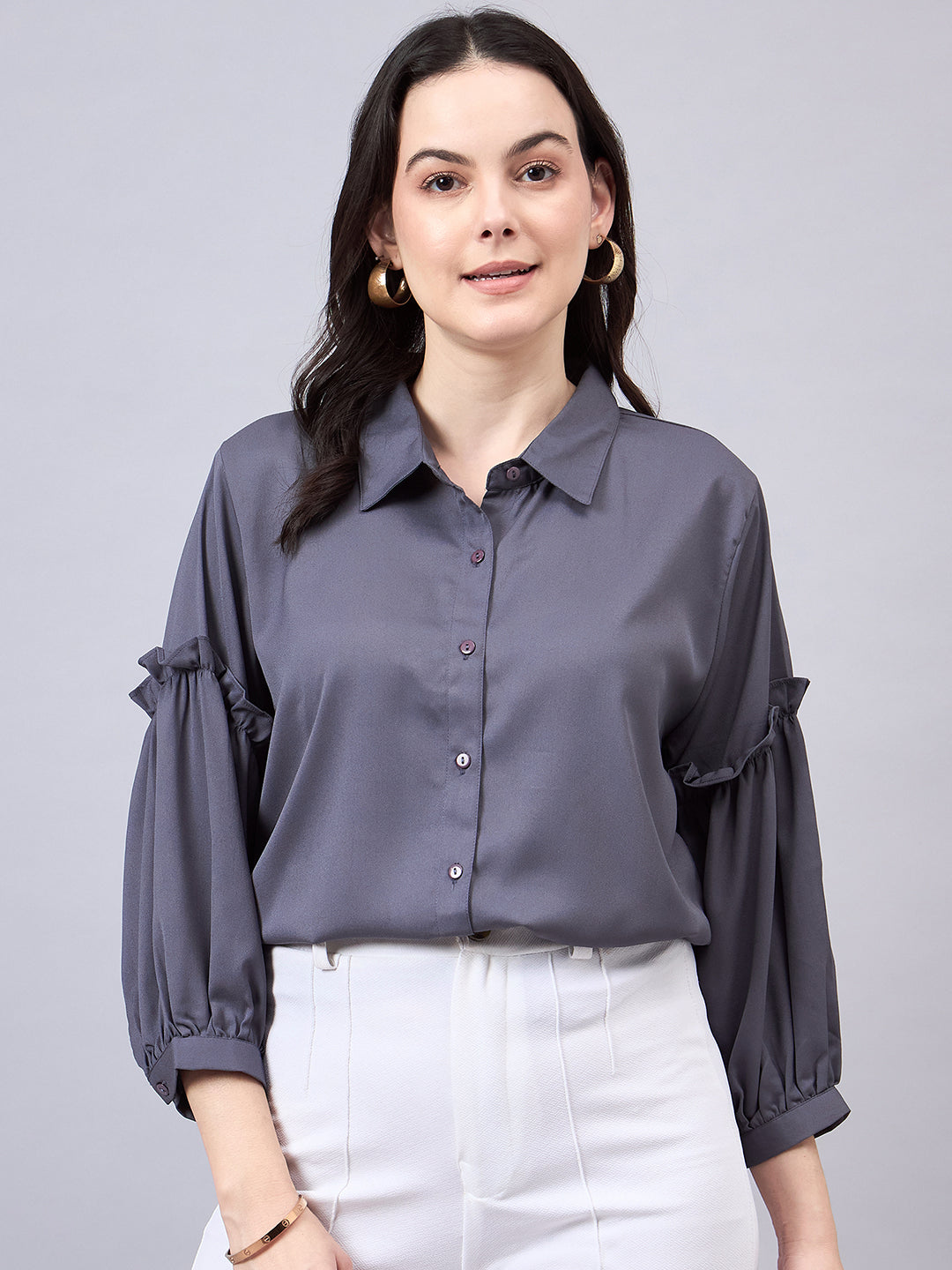 Style Quotient Women Grey Formal Shirt