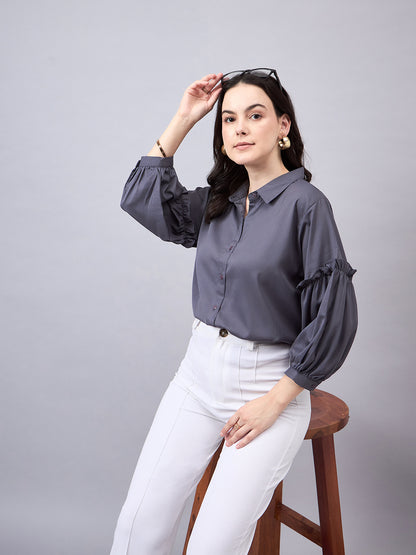 Style Quotient Women Grey Formal Shirt