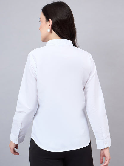 Style Quotient Women White Cotton Blend Formal Long Sleeve Shirt