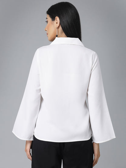 Style Quotients Women White Polyester Smart Casual Shirt