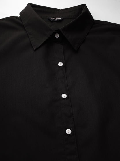 Style Quotient Women Solid Black Polycotton Formal Shirt