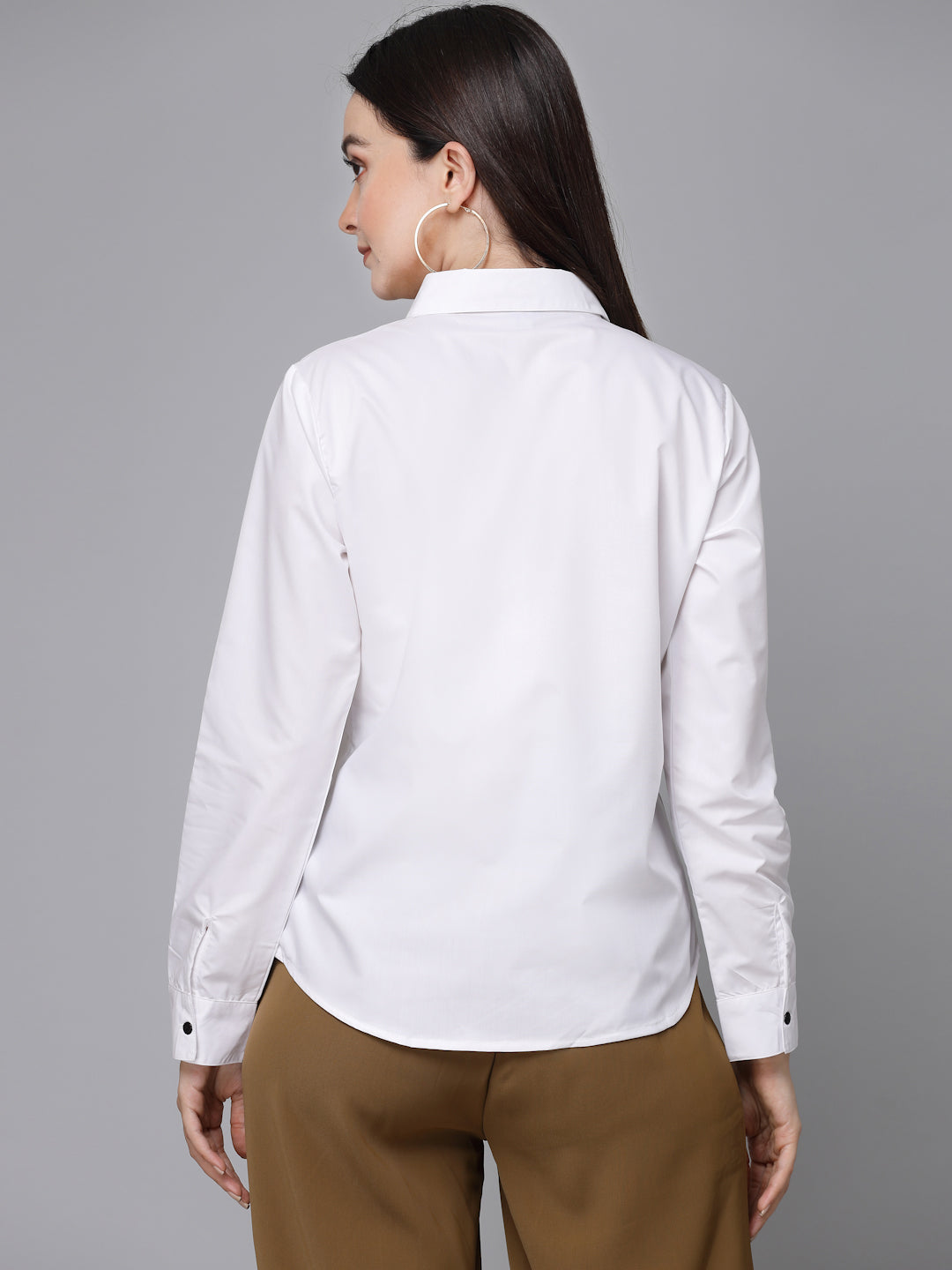 Style Quotient Women Solid White Polycotton Formal Shirt