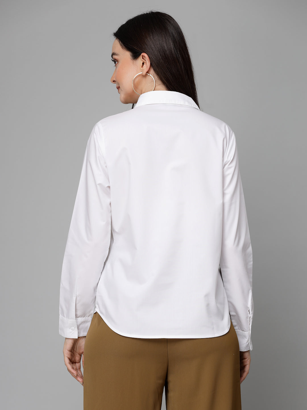 Style Quotient Women White Cotton Blend Formal Long Sleeve Shirt