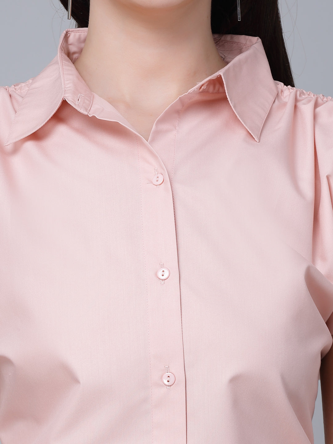 Style Quotient Women Solid Nude Polycotton Formal Shirt