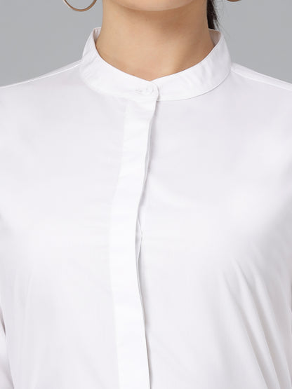 Style Quotient Women Solid White Polycotton Regular Formal Shirt