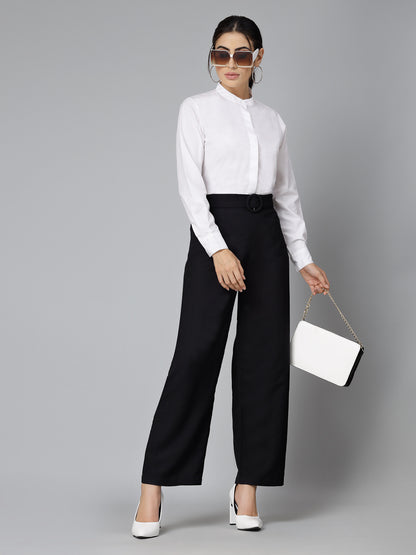 Style Quotient Women Solid White Polycotton Regular Formal Shirt