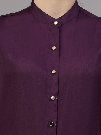 Style Quotient Women Solid Purple Polyester Formal Shirt