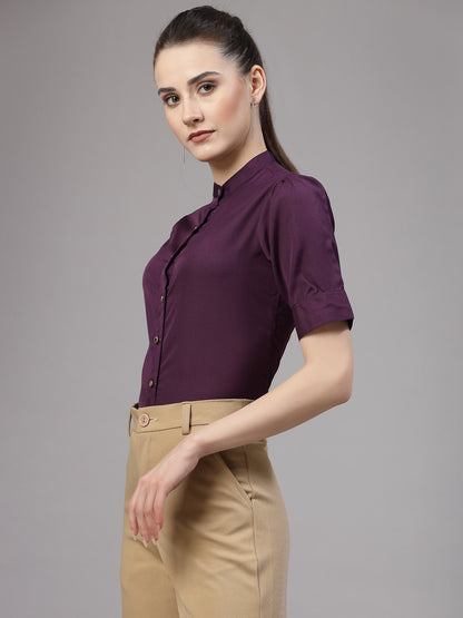 Style Quotient Women Solid Purple Polyester Formal Shirt