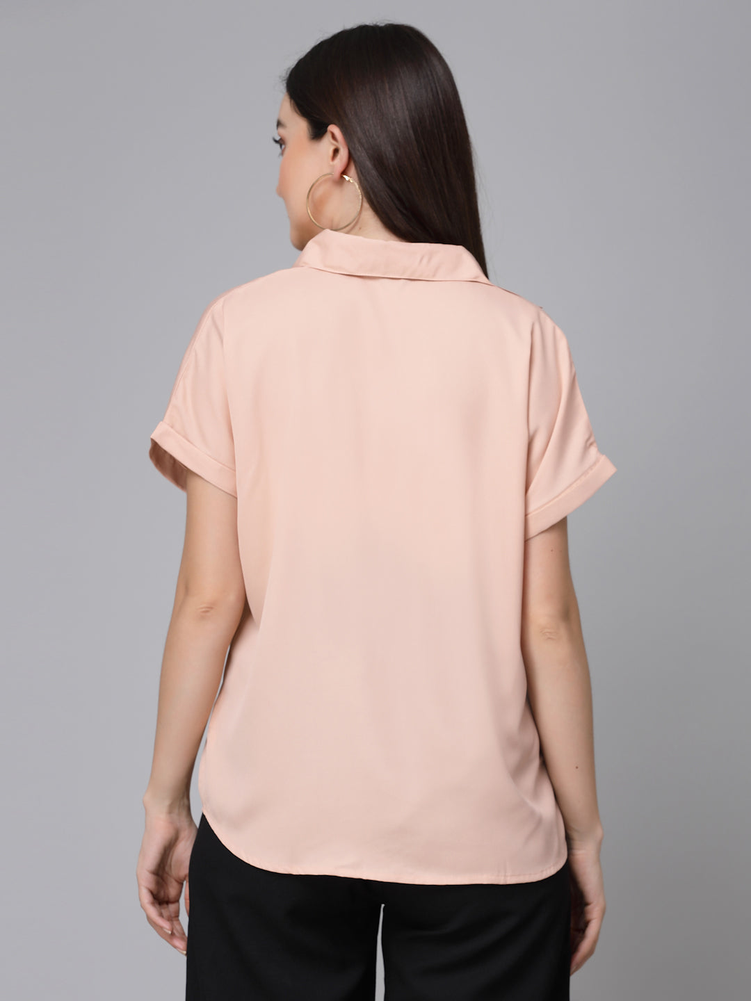 Style Quotient Women Solid Nude Polyester Formal Shirt