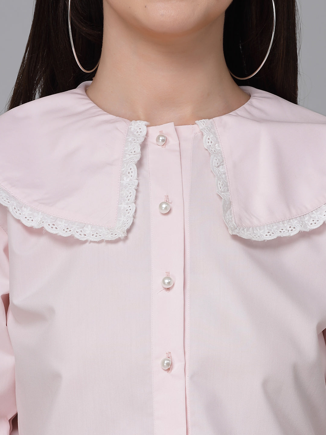 Style Quotient Women Solid Light Pink Polycotton Smart Casual Shirt