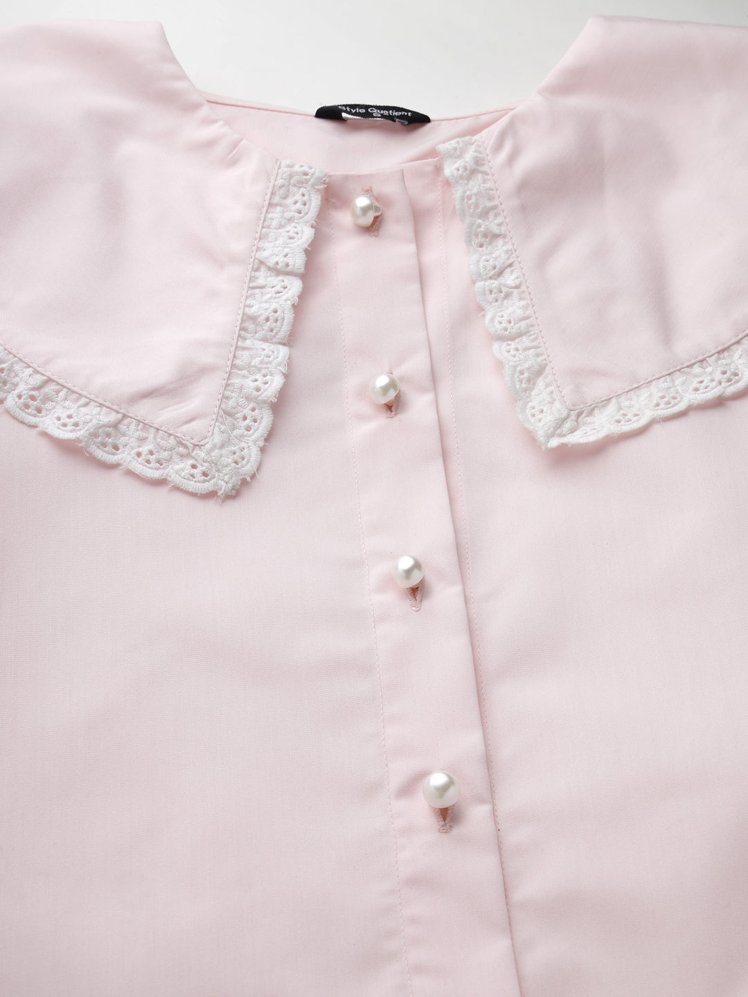 Style Quotient Women Solid Light Pink Polycotton Smart Casual Shirt