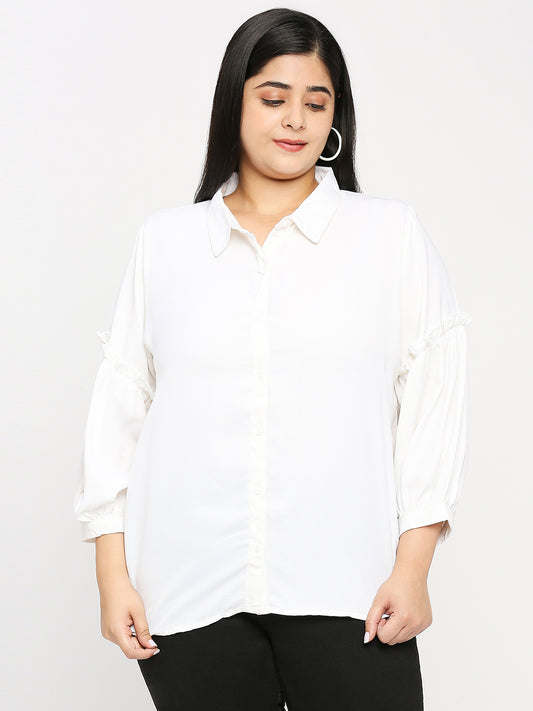 Style Quotient Plus Women Solid White Polyester Regular Formal Shirt