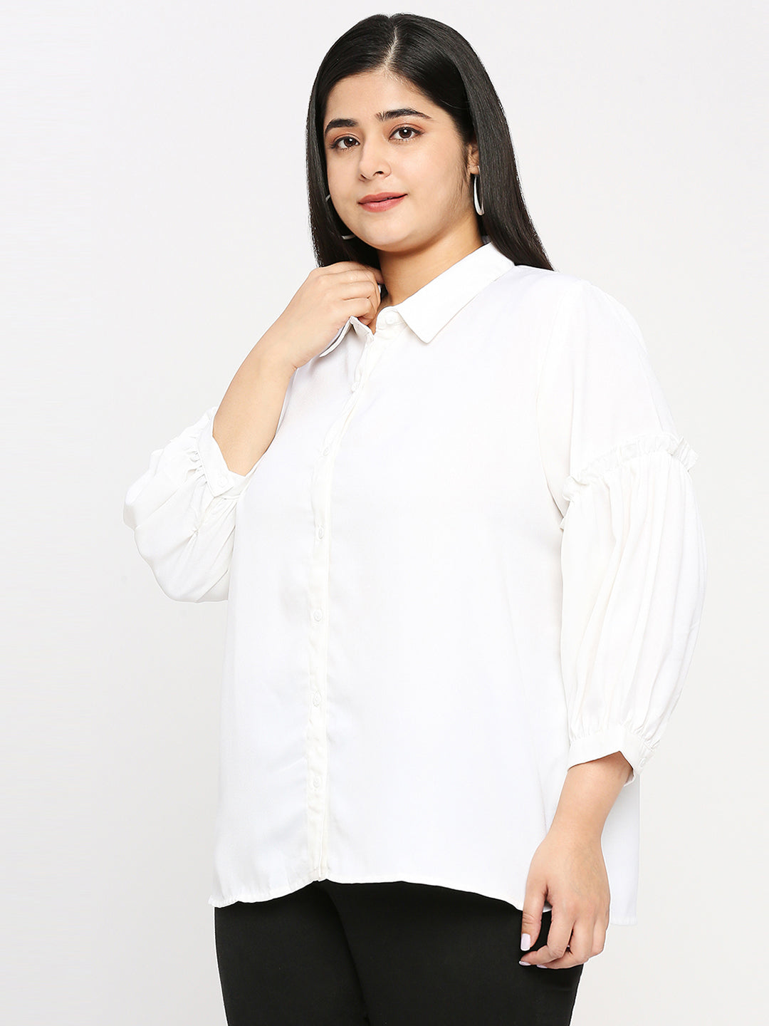 Style Quotient Plus Women Solid White Polyester Regular Formal Shirt