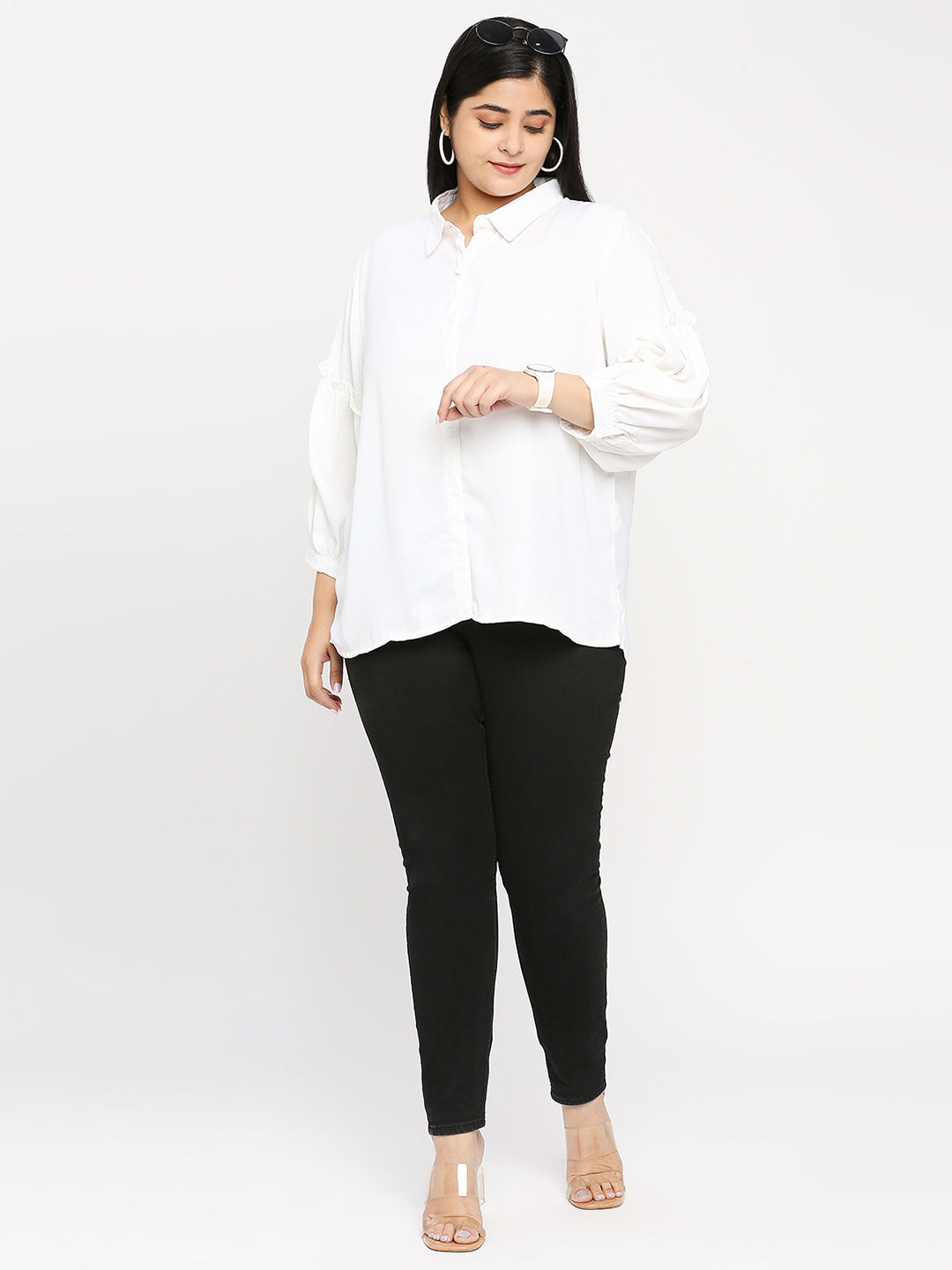 Style Quotient Plus Women Solid White Polyester Regular Formal Shirt