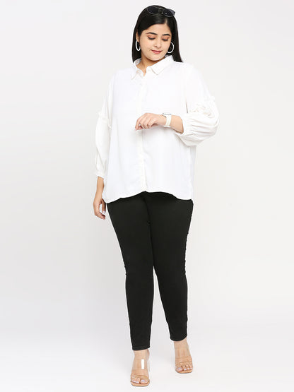 Style Quotient Plus Women Solid White Polyester Regular Formal Shirt