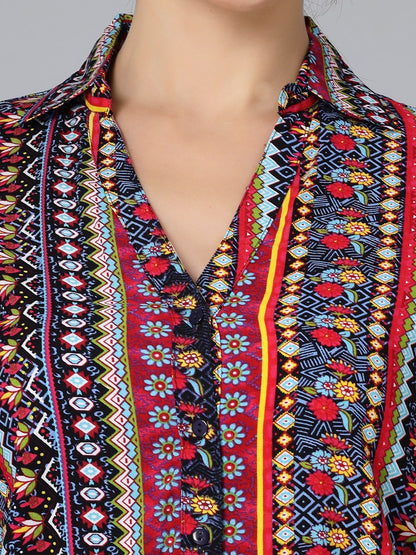 Style Quotients Women Multi coloured Rayon Printed Formal Shirt