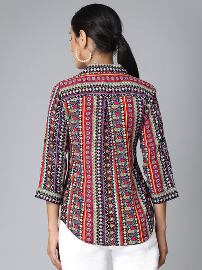 Style Quotients Women Multi coloured Rayon Printed Formal Shirt