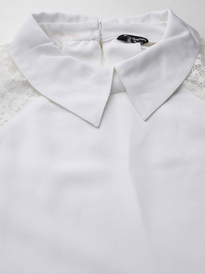 Style Quotient Women White Polyester Solid Smart Formal Top