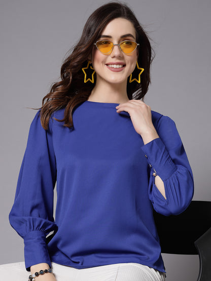 Style Quotient Women blue solid top