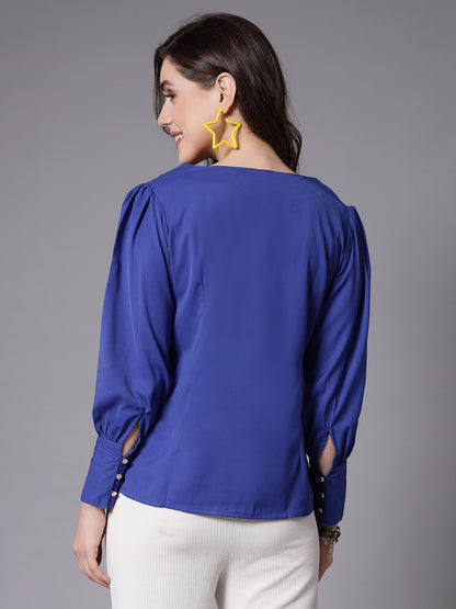 Style Quotient Women blue solid top