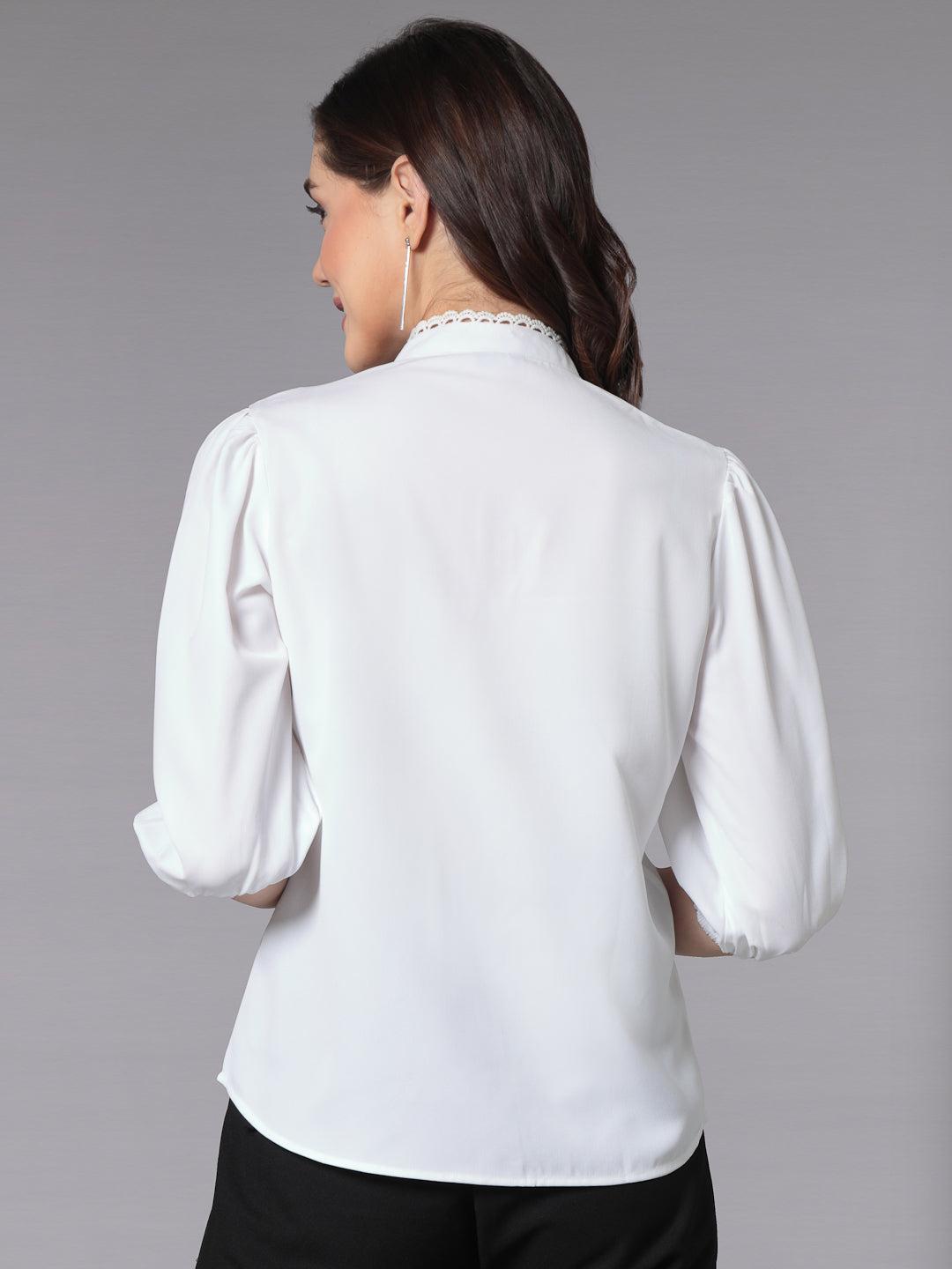 Style Quotient Women Solid White Polymoss Smart Formal Shirt